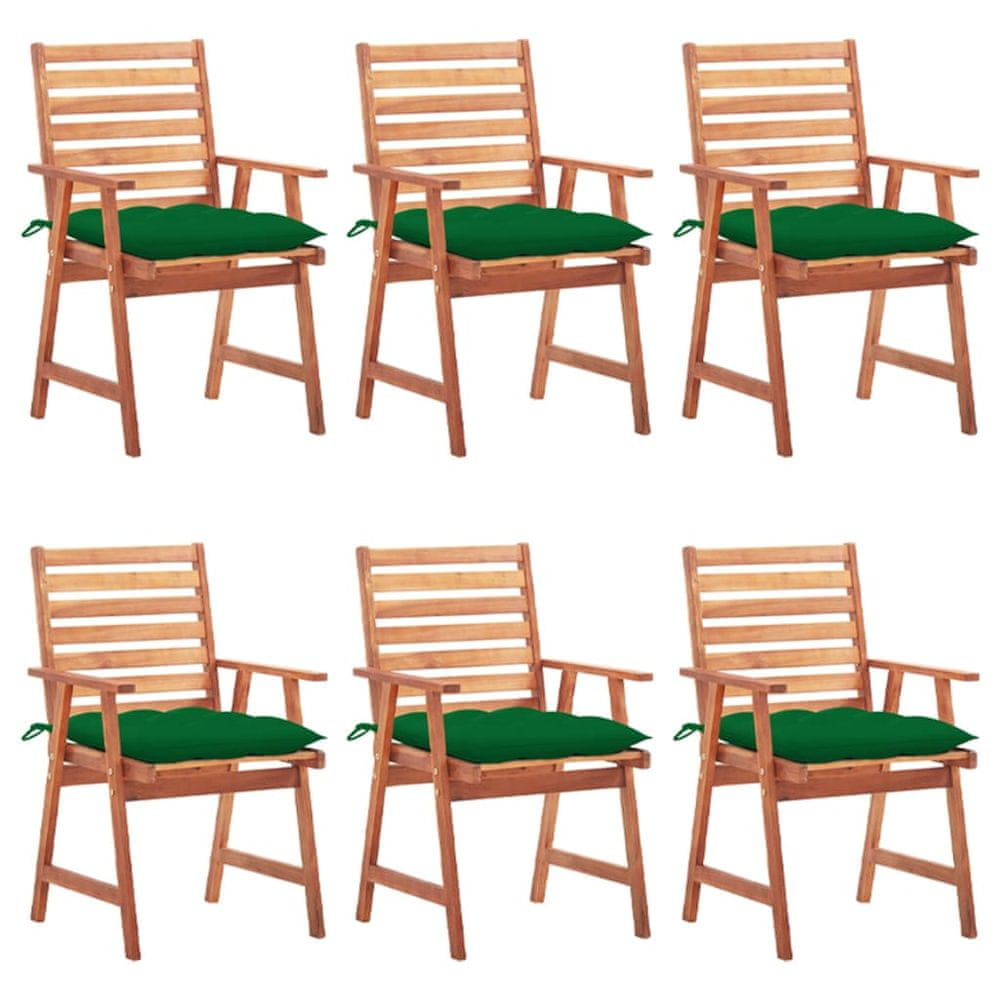 Vidaxl Vonkajšie jedálenské stoličky 6 ks s podložkami masívna akácia